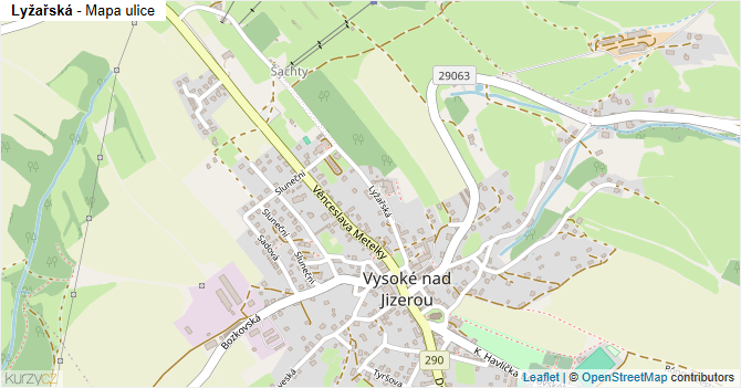 Lyžařská - mapa ulice