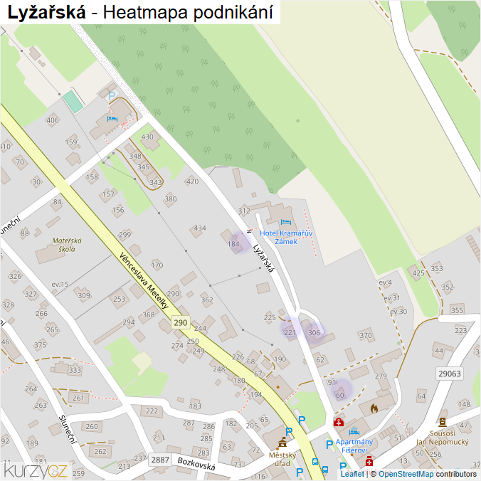 Mapa Lyžařská - Firmy v ulici.