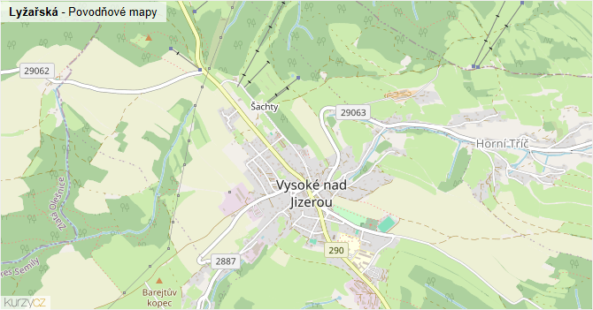 Lyžařská - záplavové mapy stoleté vody