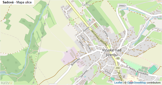 Sadová - mapa ulice