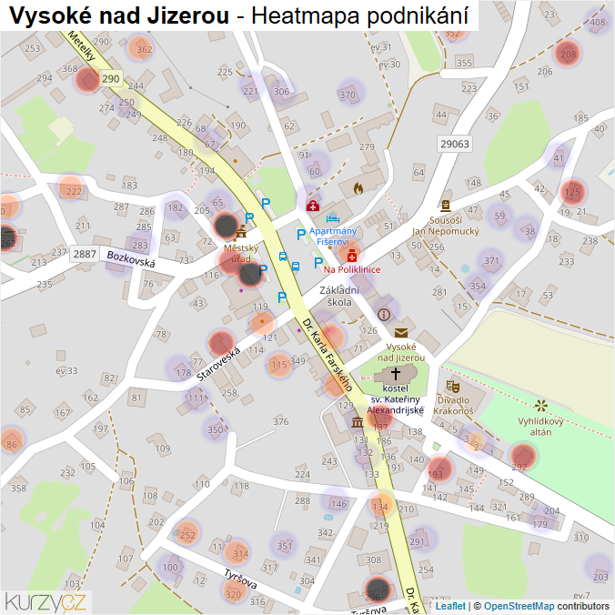 Mapa Vysoké nad Jizerou - Firmy v části obce.