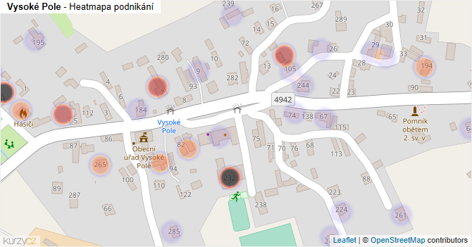Vysoké Pole - mapa podnikání
