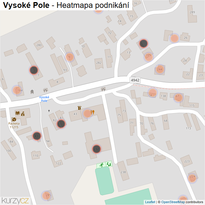 Mapa Vysoké Pole - Firmy v obci.