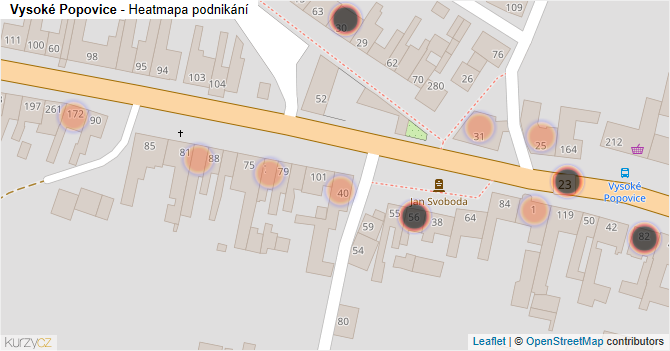 Vysoké Popovice - mapa podnikání