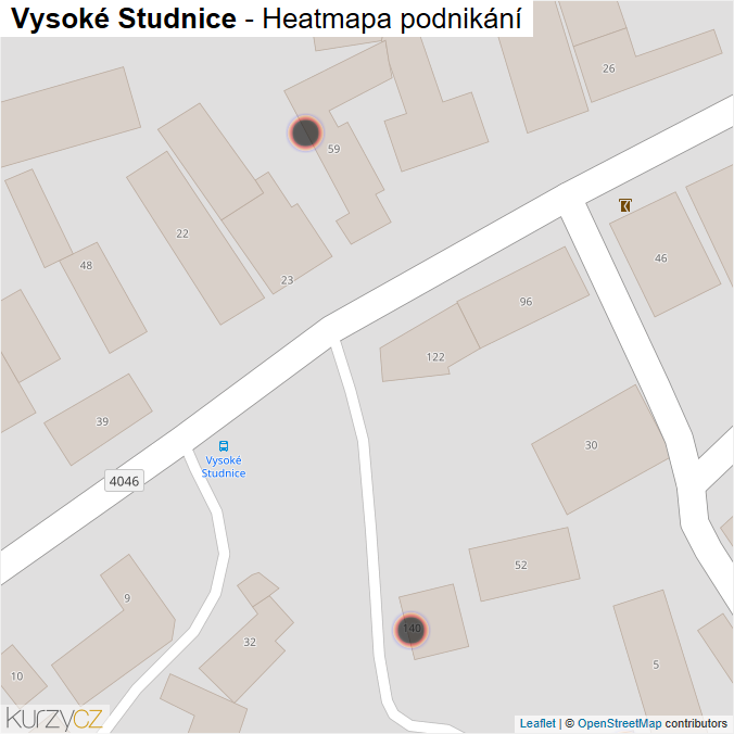 Mapa Vysoké Studnice - Firmy v obci.