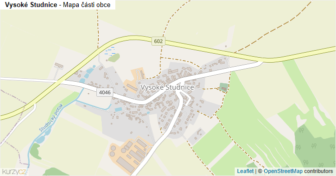 Vysoké Studnice - mapa části obce