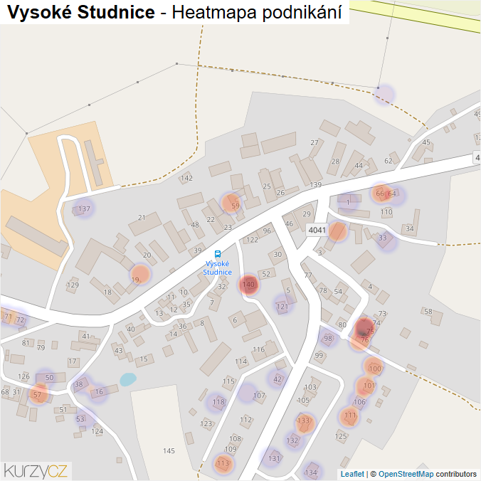 Mapa Vysoké Studnice - Firmy v části obce.