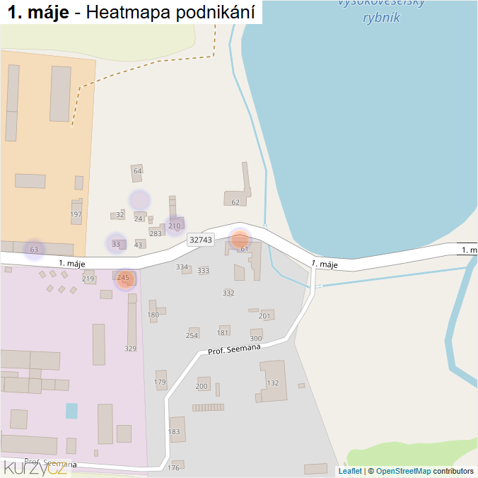 Mapa 1. máje - Firmy v ulici.
