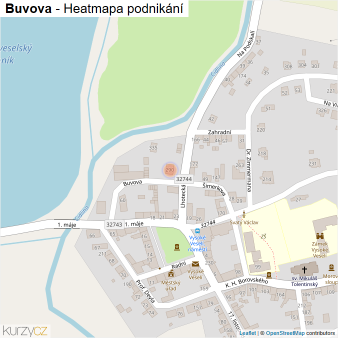 Mapa Buvova - Firmy v ulici.