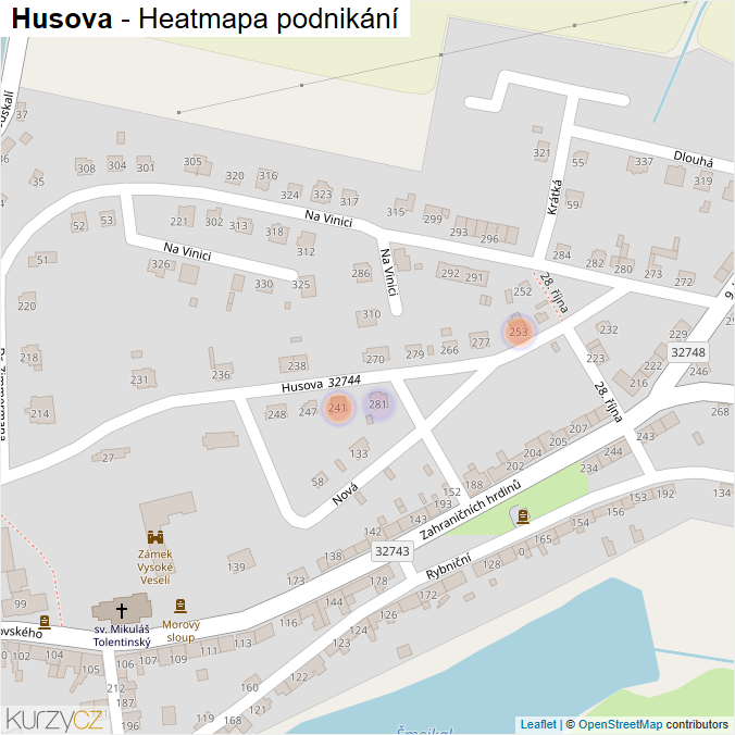 Mapa Husova - Firmy v ulici.