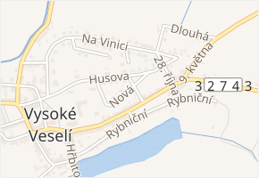 Nová v obci Vysoké Veselí - mapa ulice