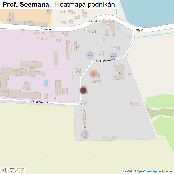 Mapa Prof. Seemana - Firmy v ulici.