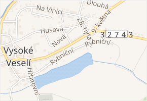 Rybniční v obci Vysoké Veselí - mapa ulice