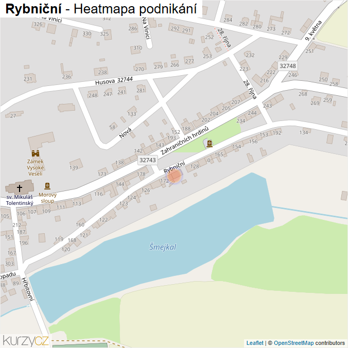 Mapa Rybniční - Firmy v ulici.