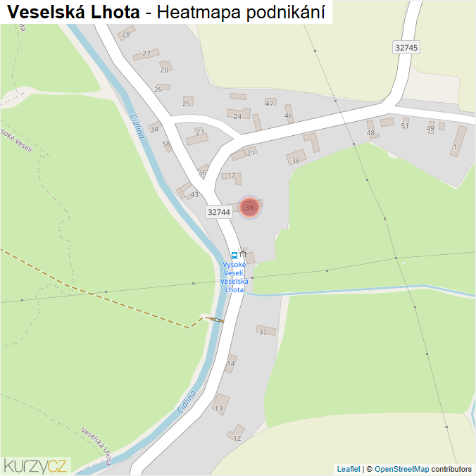 Mapa Veselská Lhota - Firmy v části obce.