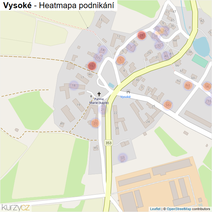 Mapa Vysoké - Firmy v části obce.