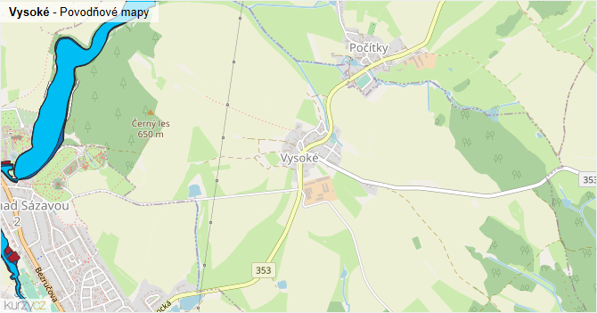 Vysoké - záplavové mapy stoleté vody