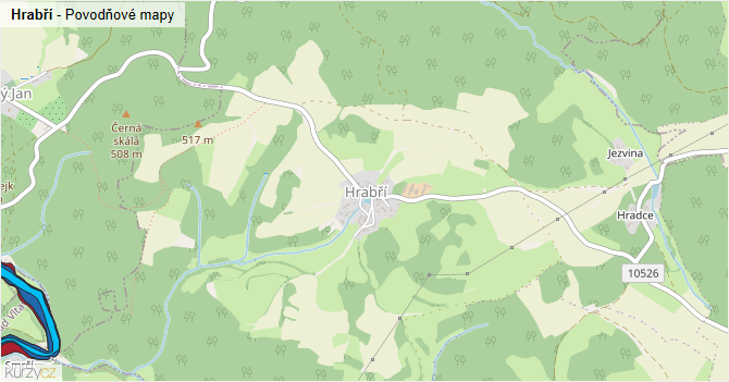 Hrabří - záplavové mapy stoleté vody