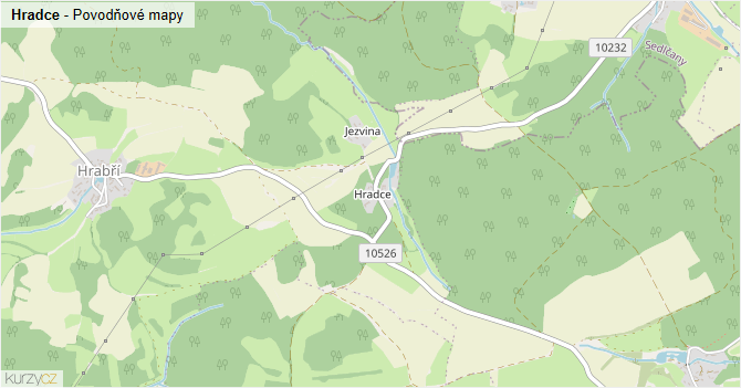 Hradce - záplavové mapy stoleté vody