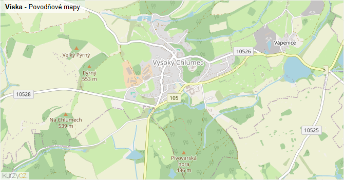 Víska - záplavové mapy stoleté vody