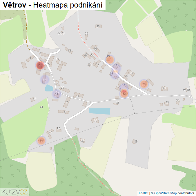 Mapa Větrov - Firmy v části obce.