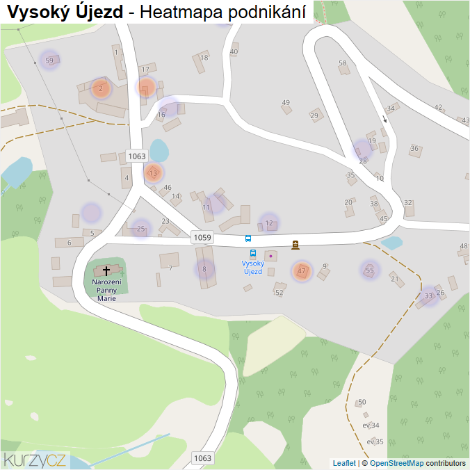 Mapa Vysoký Újezd - Firmy v části obce.