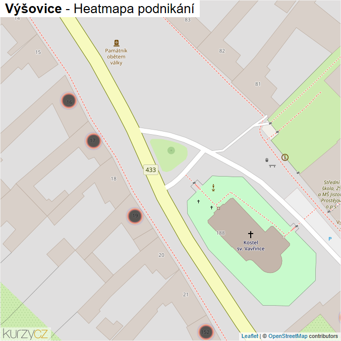 Mapa Výšovice - Firmy v obci.