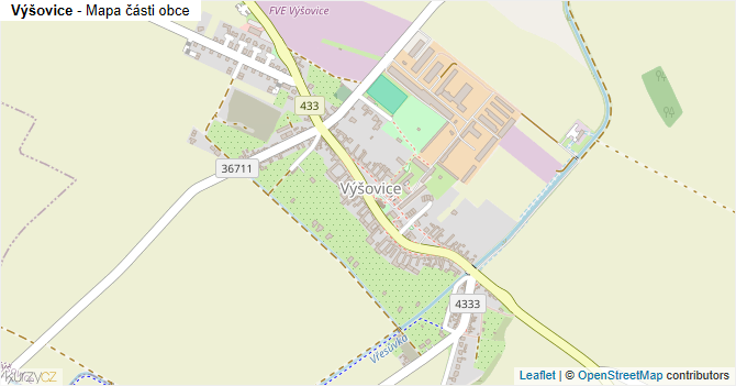 Výšovice - mapa části obce