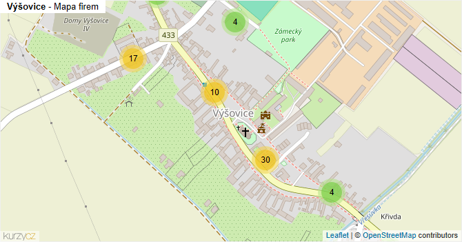 Výšovice - mapa firem