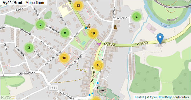 Vyšší Brod - mapa firem