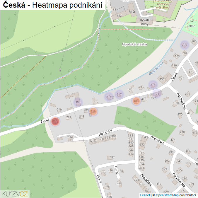 Mapa Česká - Firmy v ulici.