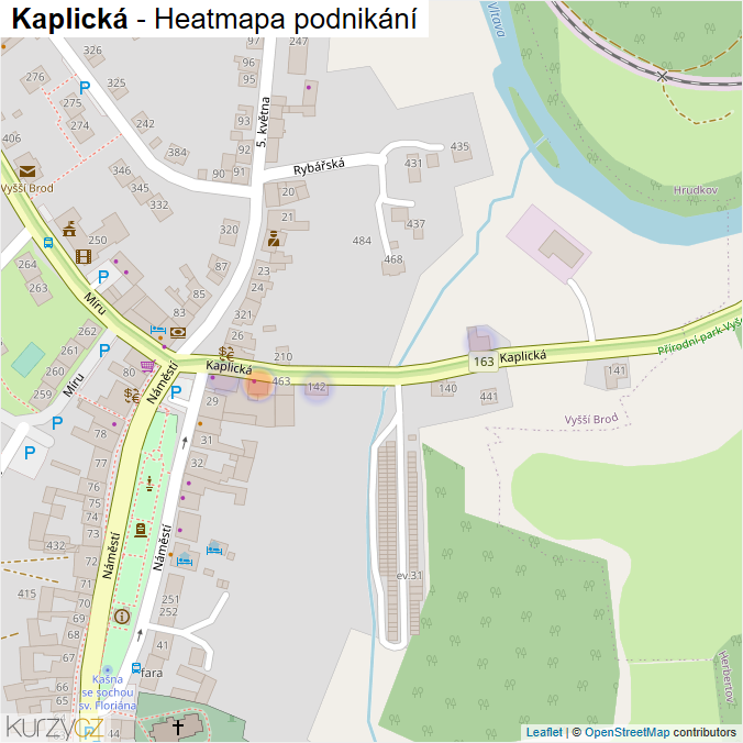 Mapa Kaplická - Firmy v ulici.