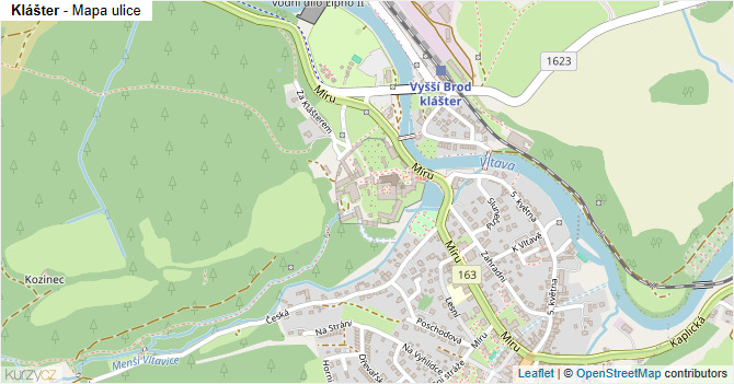 Klášter - mapa ulice