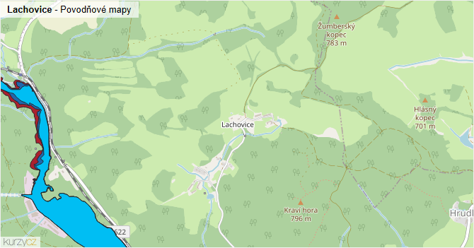 Lachovice - záplavové mapy stoleté vody