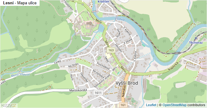 Lesní - mapa ulice