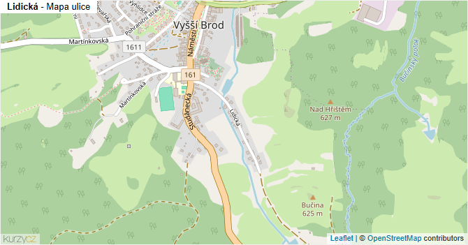 Lidická - mapa ulice