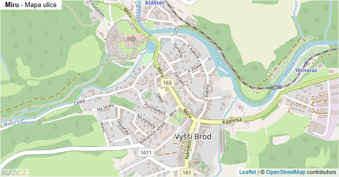 Míru - mapa ulice