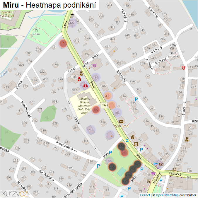 Mapa Míru - Firmy v ulici.