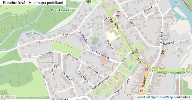 Poschoďová - mapa podnikání