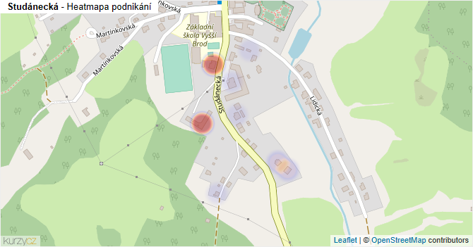 Studánecká - mapa podnikání