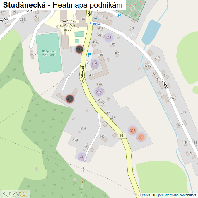 Mapa Studánecká - Firmy v ulici.
