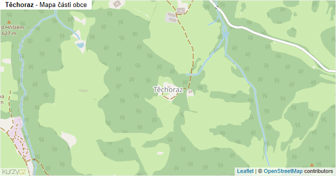 Těchoraz - mapa části obce