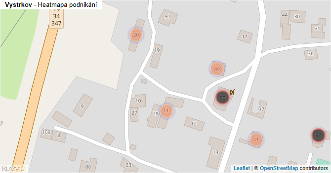 Vystrkov - mapa podnikání