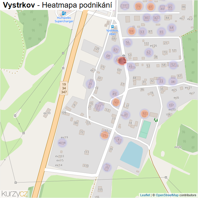 Mapa Vystrkov - Firmy v části obce.