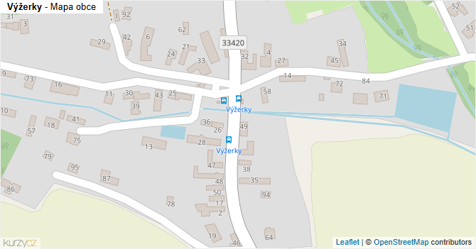 Výžerky - mapa obce