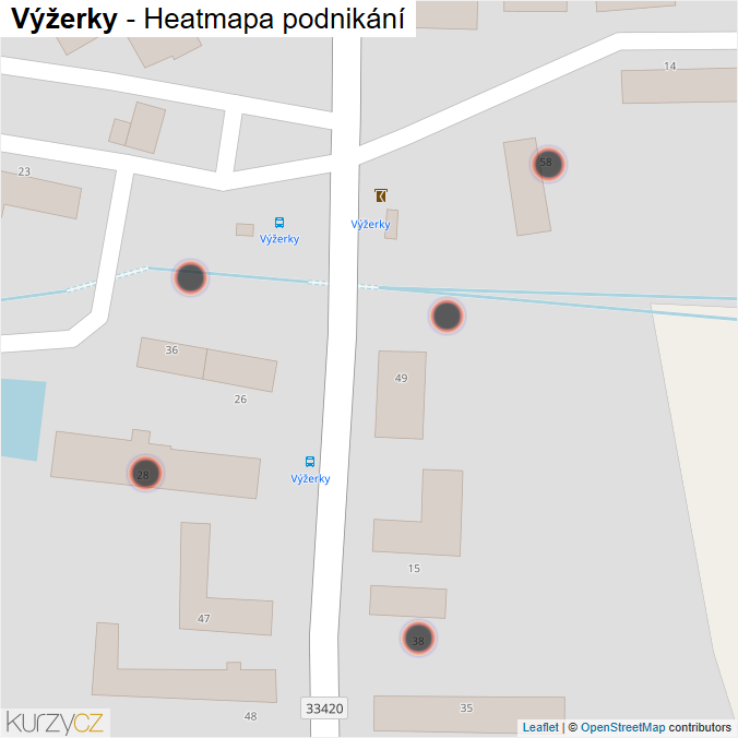 Mapa Výžerky - Firmy v obci.