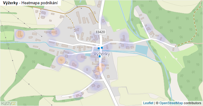 Výžerky - mapa podnikání