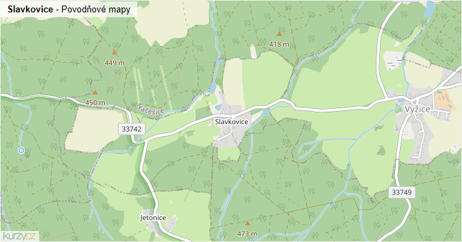 Slavkovice - záplavové mapy stoleté vody