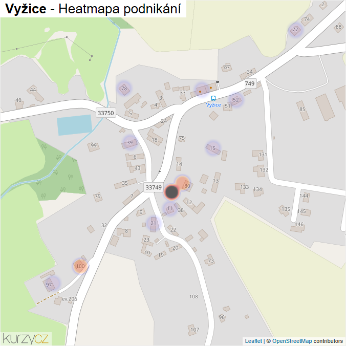 Mapa Vyžice - Firmy v části obce.