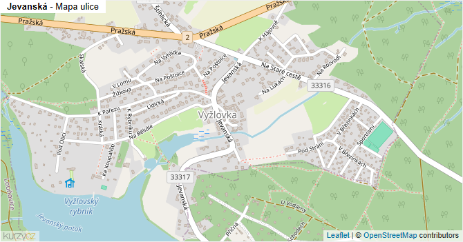 Jevanská - mapa ulice